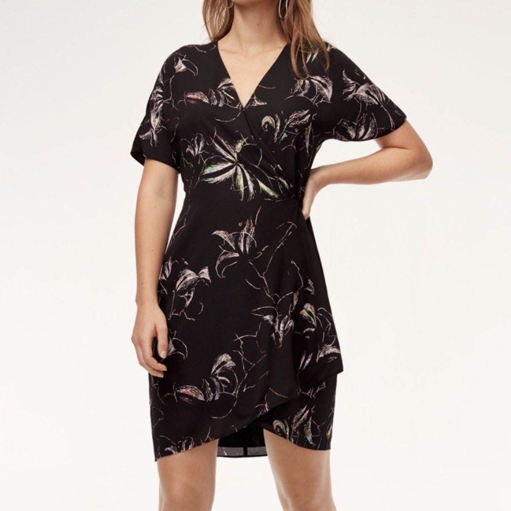 Aritzia Black Floral Mini Dress